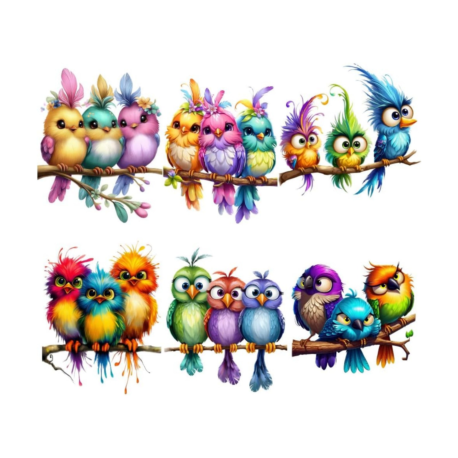 Wall Decals Sticker / Colorful Bird / 11.8 x 23.6 / Set of 2