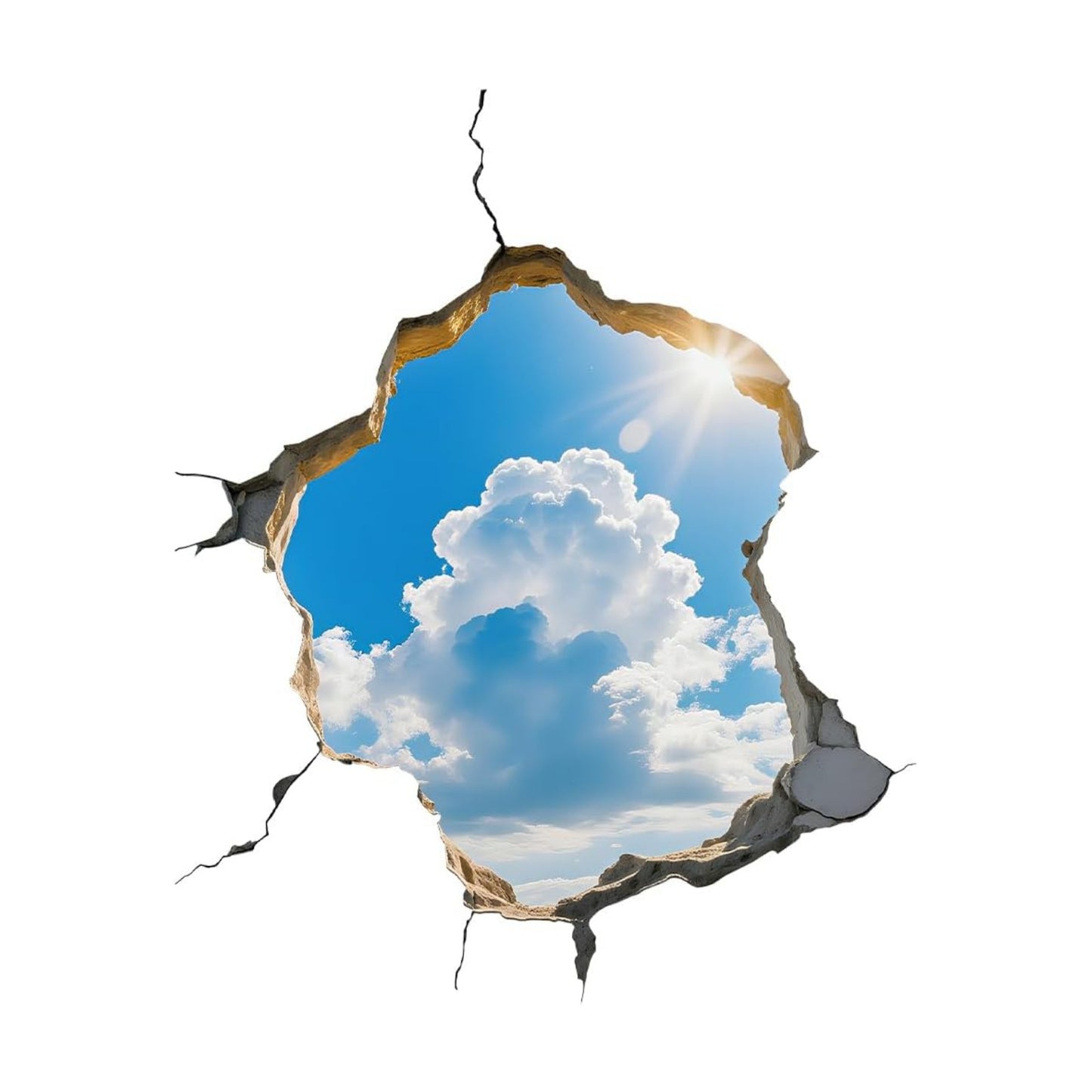 3D Broken Wall Sticker Clouds Peel and Stick Wall Decal Funny Ceiling Decal / Sky / Set of 2