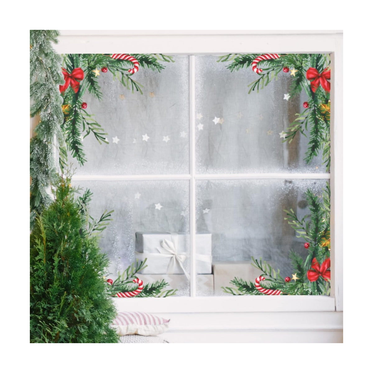 Christmas Window Clings Pine Tree Leaves Stickers