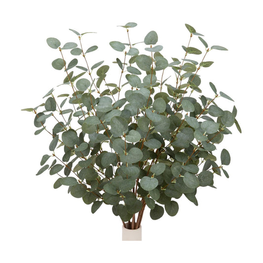 27" Eucalyptus Stems Greenery Stems Eucalyptus Leaf Spray in Green Silk / Dark Green / Set of 6