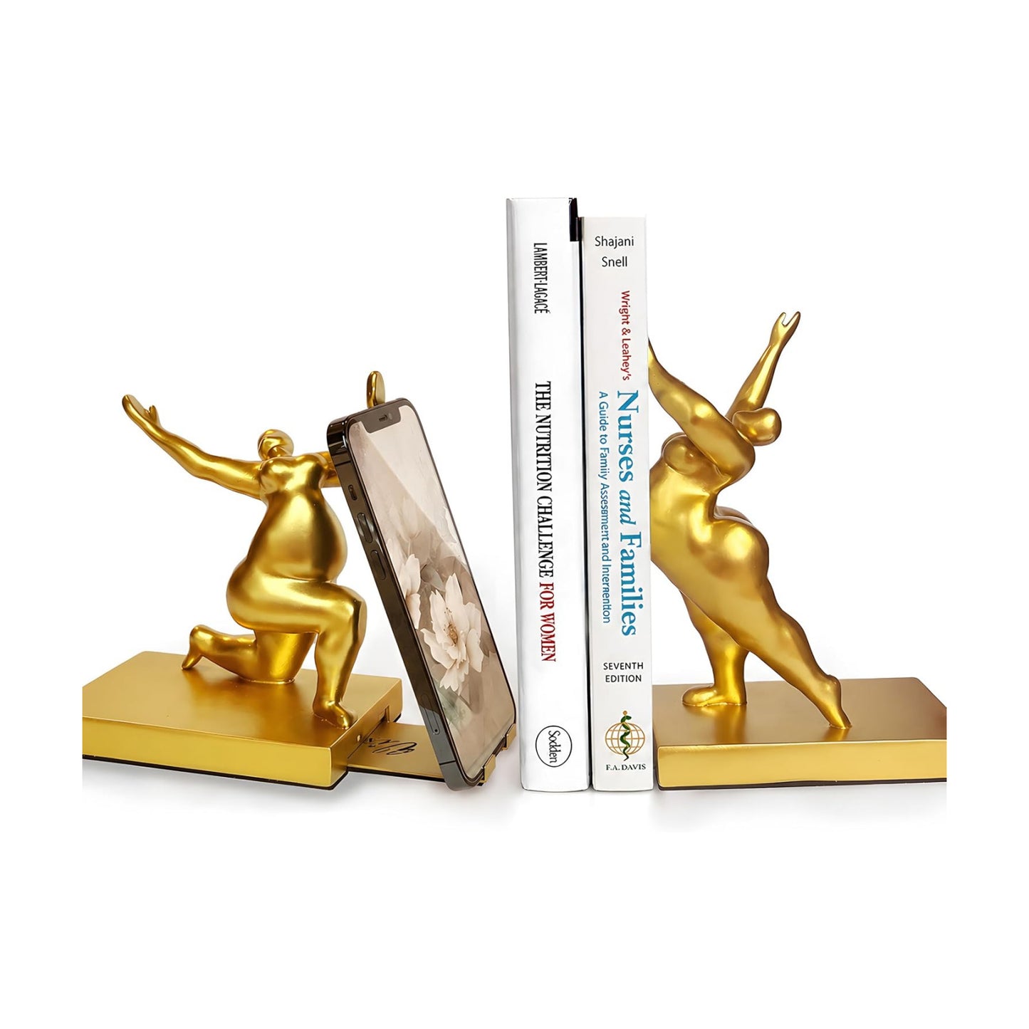 Decorative Modern Bookends / Metallic Gold / Set of 2