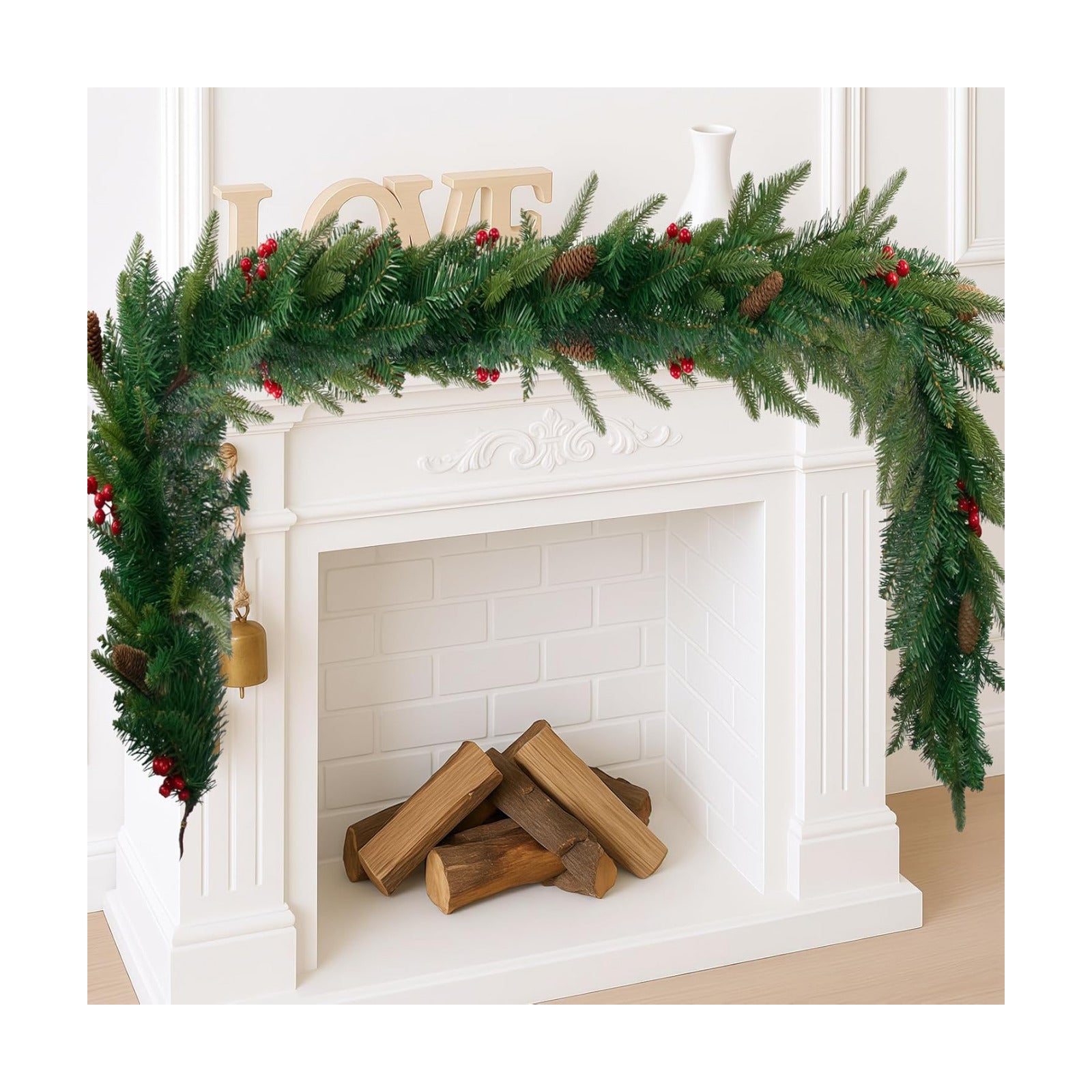 Winter Decor Artificial Norfolk Pine Christmas Garland, 6FT | Cedar Eucalyptus Greenery Realistic Tree for Mantel