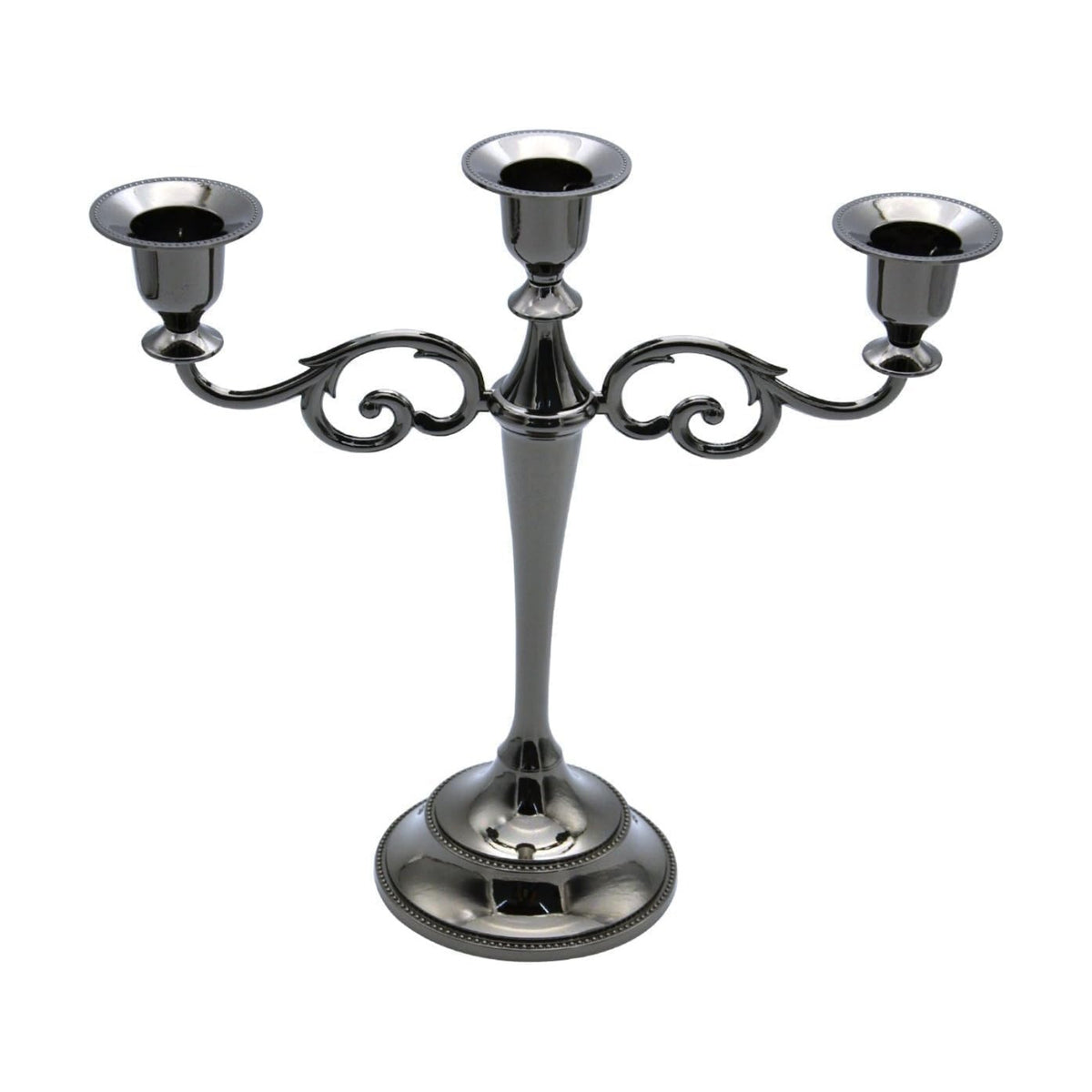 Black Candelabra Candle Holders for Pillar Candles 10.6 inch Tall, 5 Candle Candlestick Holder for 1/2-1 inch Taper Candles Halloween Candelabra Decoration Easy Assembly (Black Glossy-3 Arm)