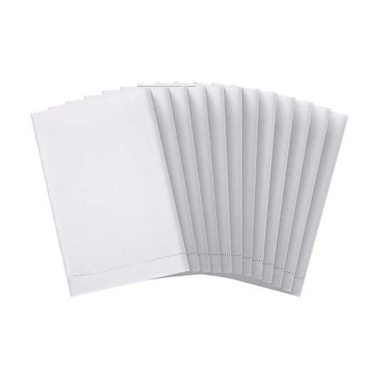 Mixweer 16 Pcs 14" x 22" White Linen Hemstitched Hand Towel Linen Tea Towels for Embroidery Dish Towels for Bathroom