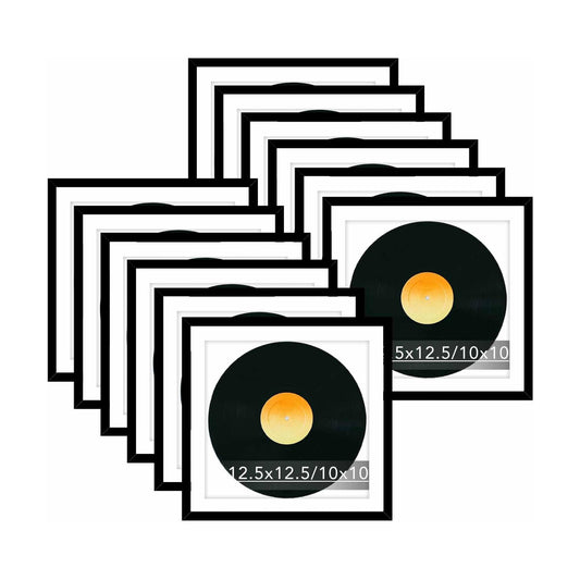 JCJMY 12 Pack 12.5x12.5 Record Frame with 10x10 Mat for Vinyl Record Album Cover Poster, Display Photo 10x10 with Mat