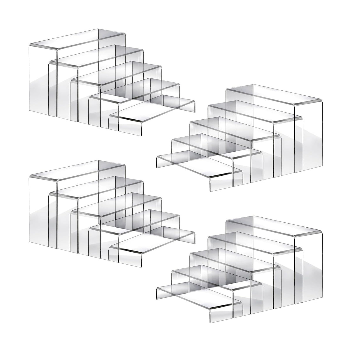 Fixwal 20pcs Large Acrylic Display Risers 4 Set Clear | Perfume organizer display stands, for collectibles, cupcakes