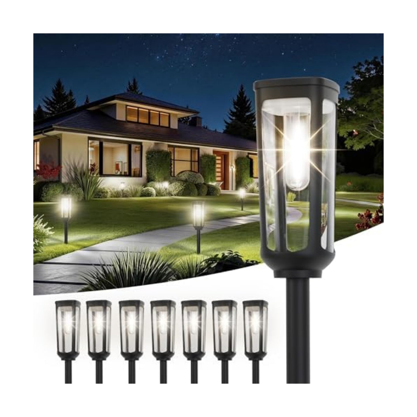 JEJOT Solar Pathway Lights Outdoor Waterproof, 8 Pack Solar Walkway Lights