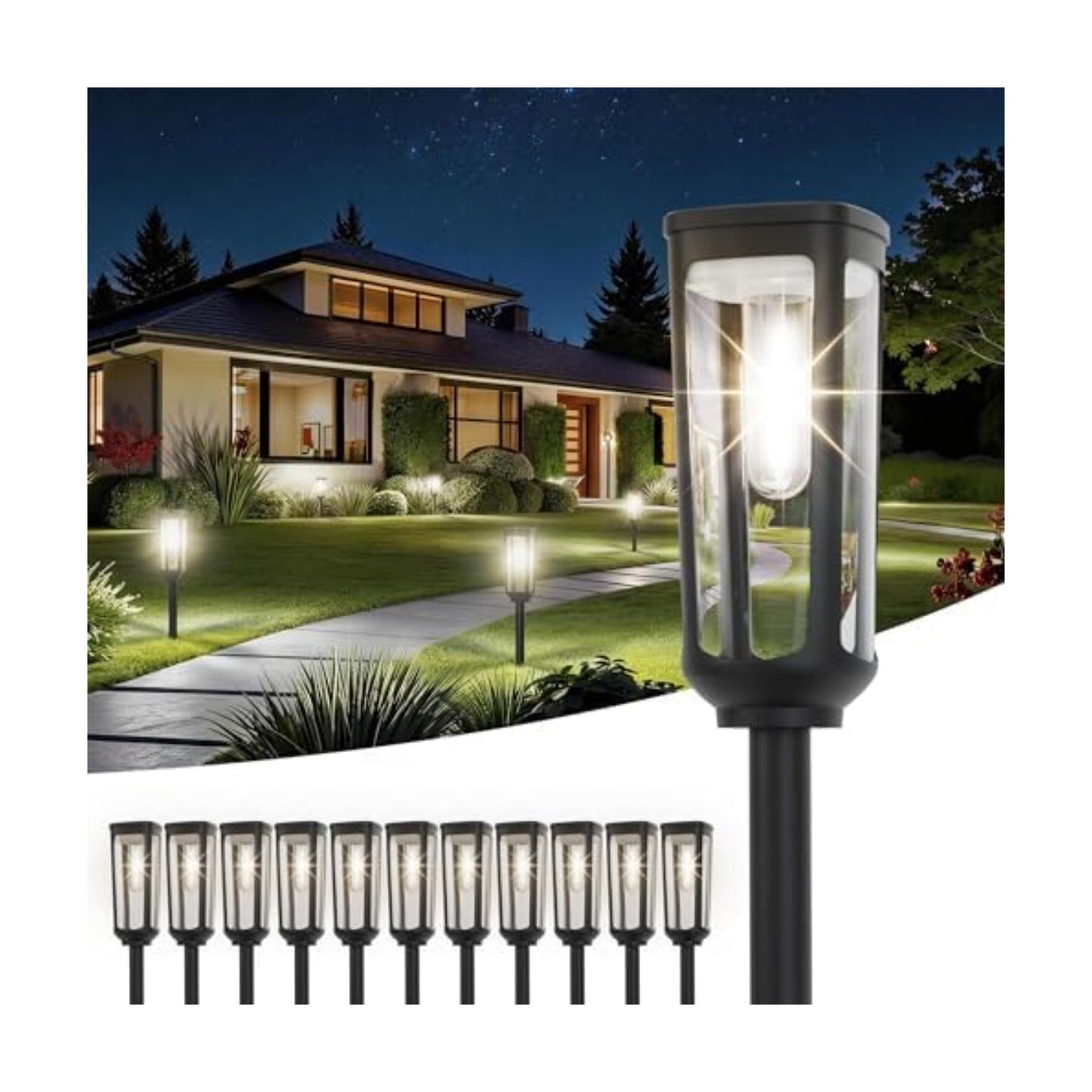 JEJOT Solar Pathway Lights Outdoor Waterproof, 12 Pack Solar Walkway Lights