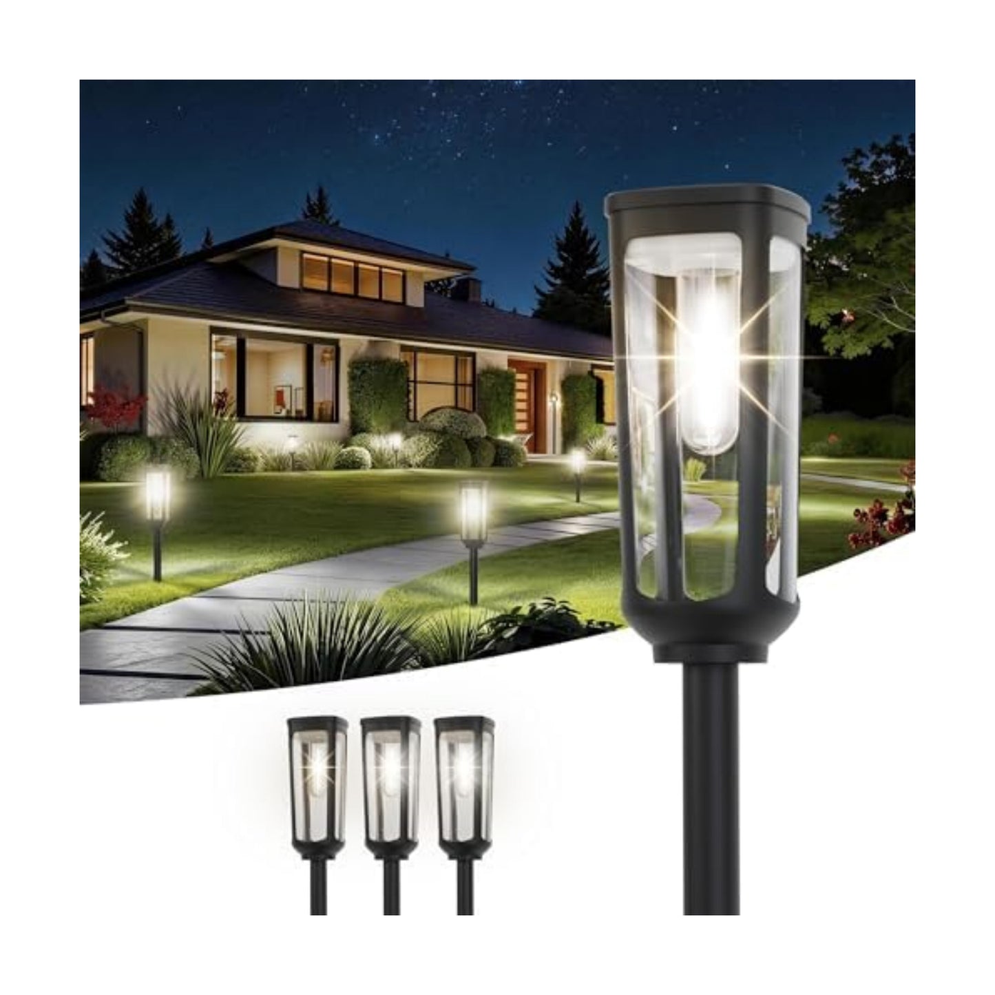 JEJOT Solar Pathway Lights Outdoor Waterproof, 4 Pack Solar Walkway Lights