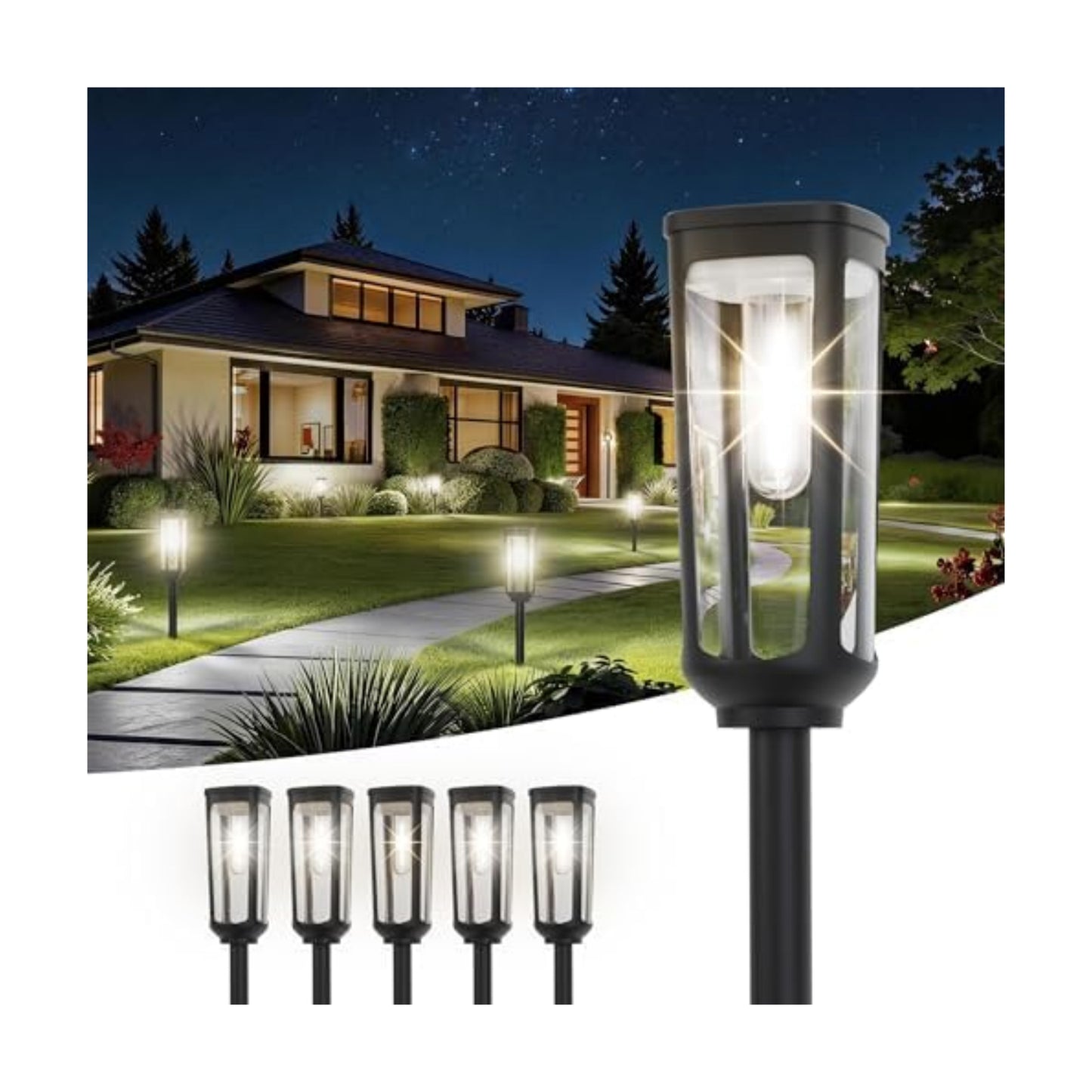 JEJOT Solar Pathway Lights Outdoor Waterproof, 6 Pack Solar Walkway Lights