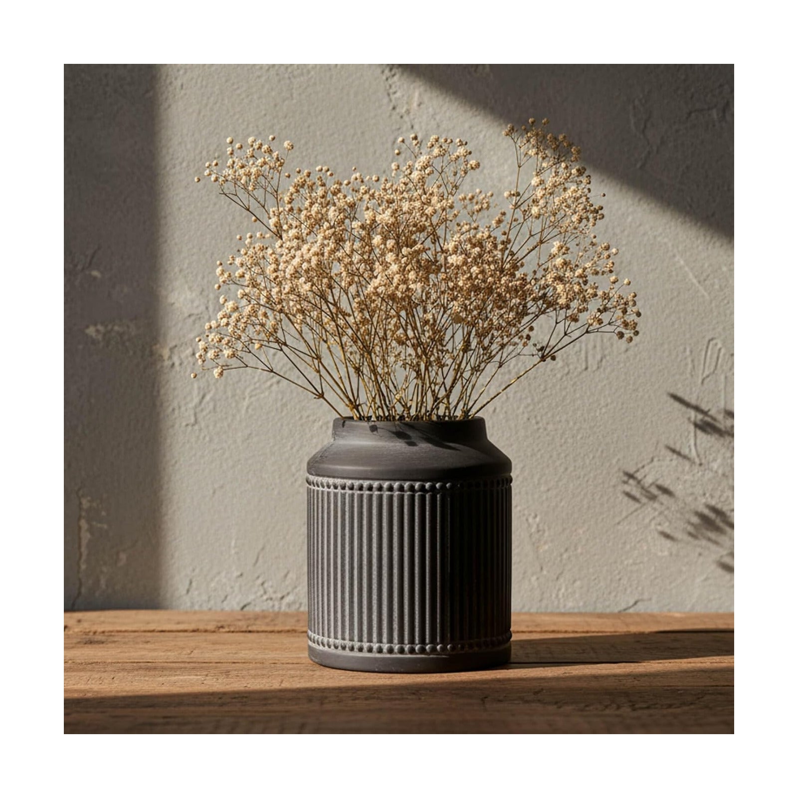 Ribbed Ceramic Vase / Brown / 7 Inch