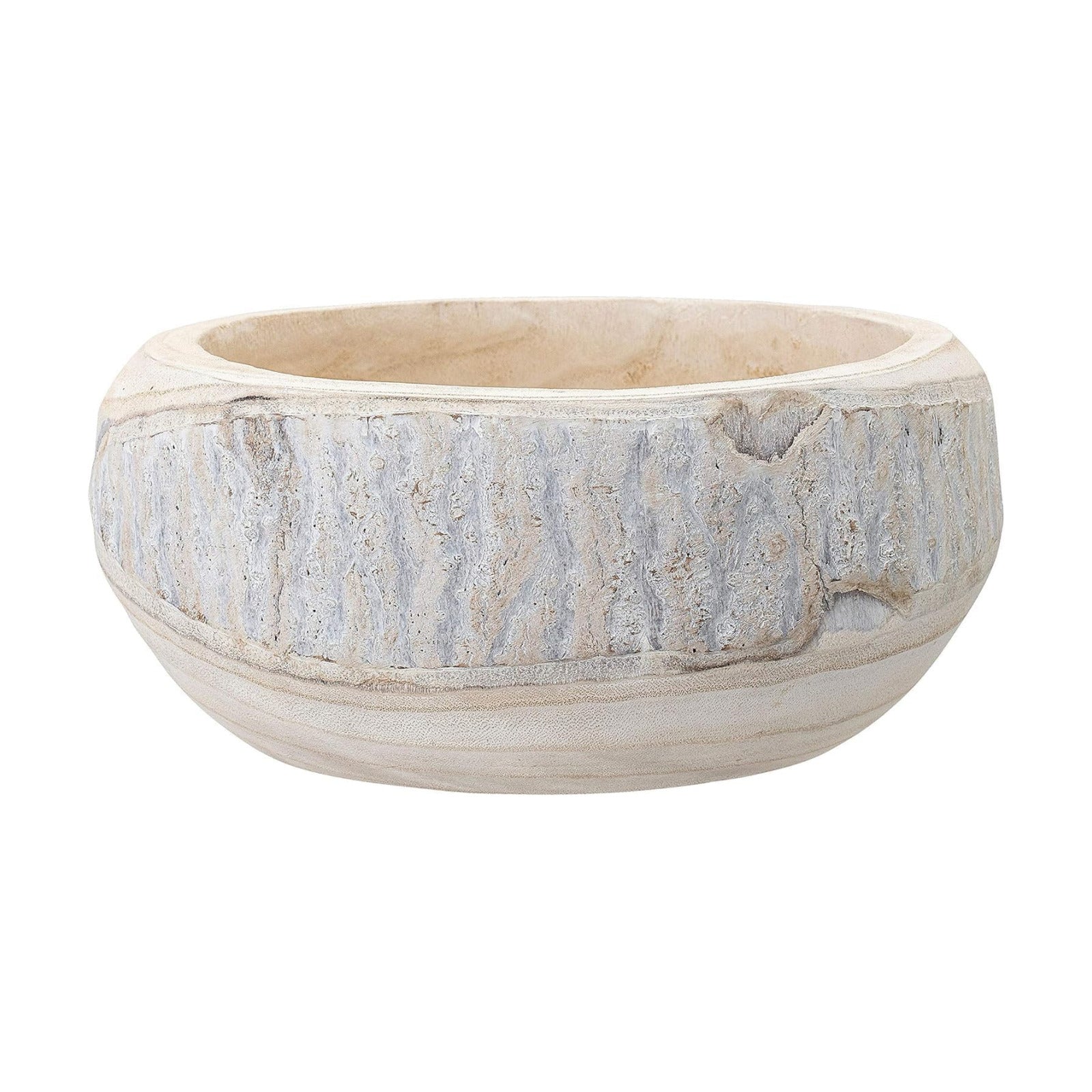 Large Whitewashed Decorative Wood Bowl