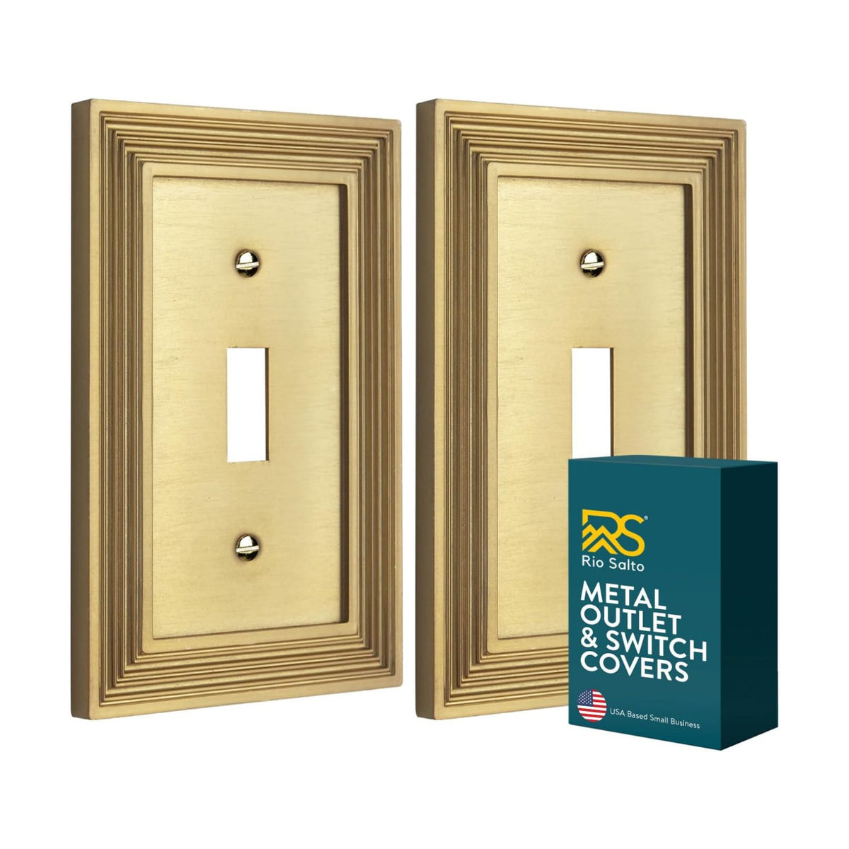 Rio Salto Gold Decorative Light Switch Cover Plate Outlet Covers 2 Pack Toggle Switch Plate Flip Switch Metal Wall