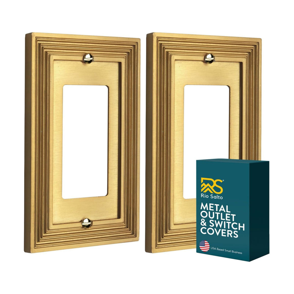 Rio Salto Gold Light Switch Cover Plate Rocker Switch Plate Decorator GFCI Metal Outlet Covers Light Switch Plate Wall