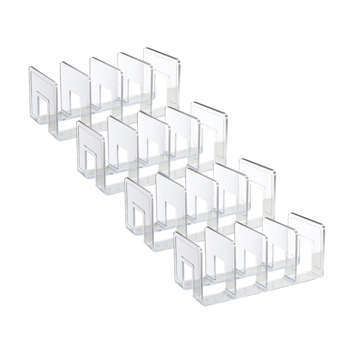 Sturdy Desk File Organizer Shelf Book Holder Purse Handbag Clutch Divider File / Clear / Set of 4