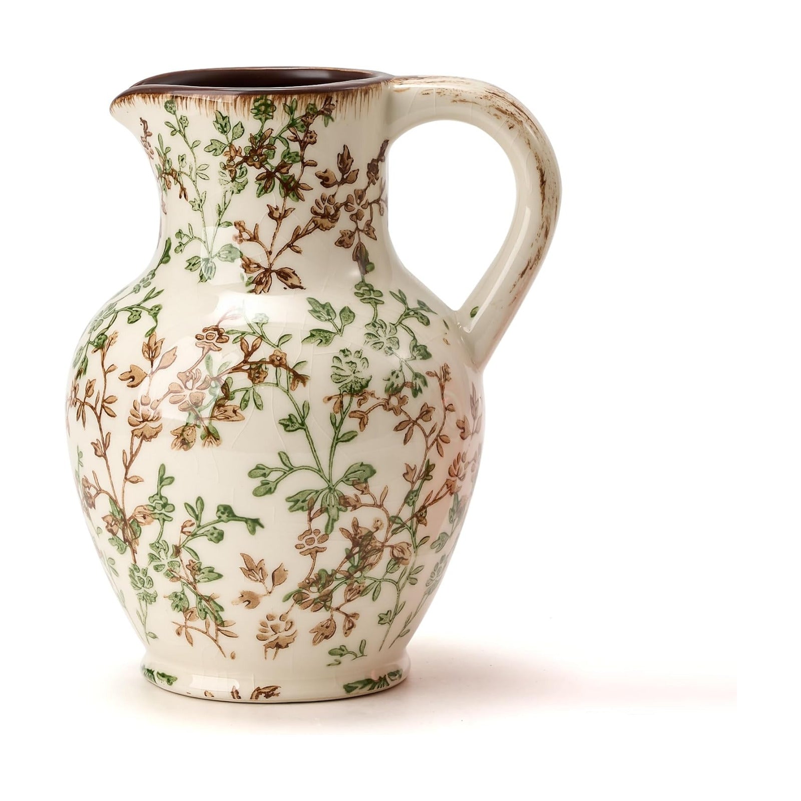 Ceramic Vase / Vintage Vase / Green and Beige