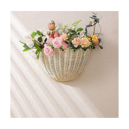 Woven Plant Wall Decor Art / Off White / Medium