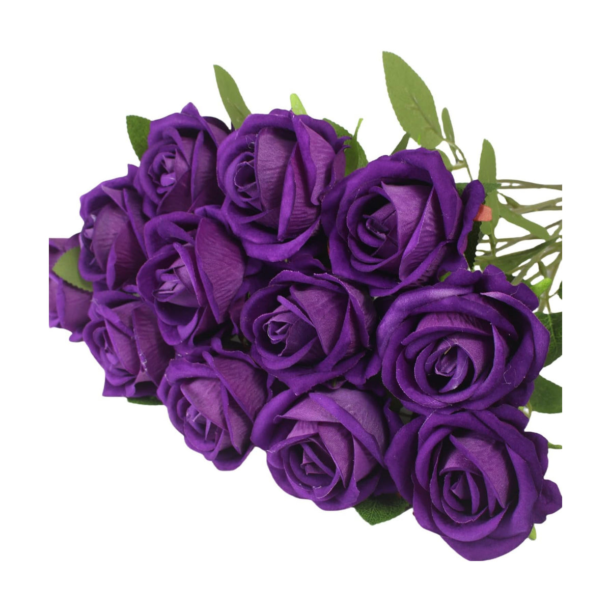 Artificial Roses Flowers, 12 Pcs Fake Purple Rose in Bulk, Long Stem Realistic Silk Roses Bouquet for Wedding, Party Centerpieces, Flower Arrangement, Home Decor (Purple, 12-PCS)