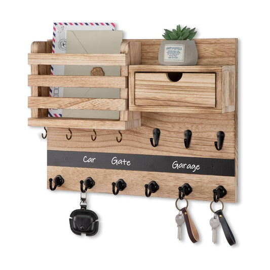 13 Hooks / Key Holder Wall Mount / Wood