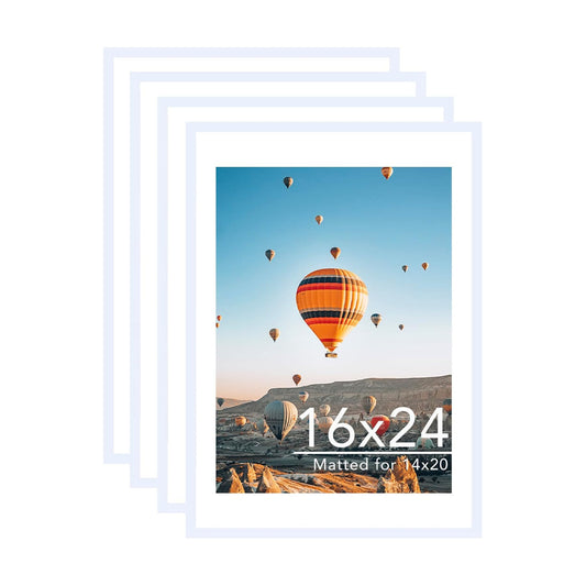 JCJMY 16x24 Picture Frame with Mat for Poster Photo and 40x60 cm Canvas, Display 14x20 with Mat or 16 x 24 without