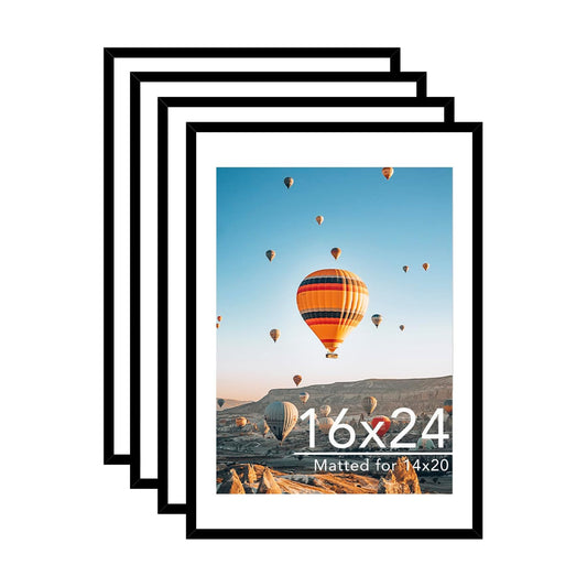JCJMY 16x24 Picture Frame with Mat for Poster Photo and 40x60 cm Canvas, Display 14x20 with Mat or 16 x 24 without