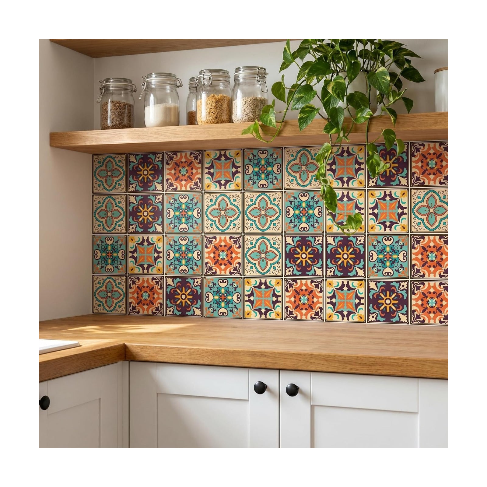 Bohemian Style Tile self-Adhesive wall Sticker / Set of 30