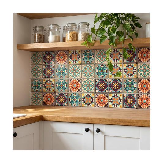 Bohemian Style Tile self-Adhesive wall Sticker / Set of 30