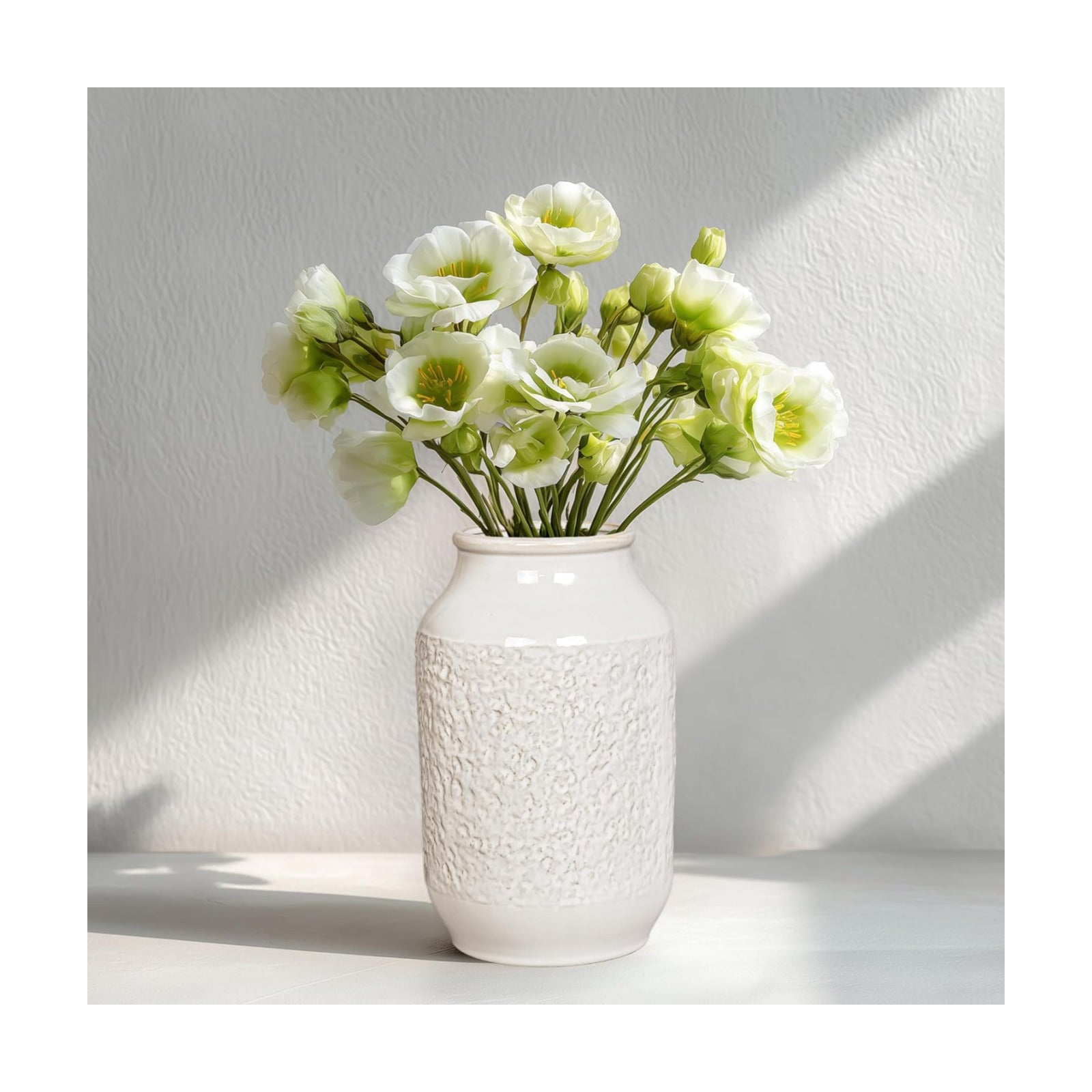 White Ceramic Vase / Modern White / 9 Inch