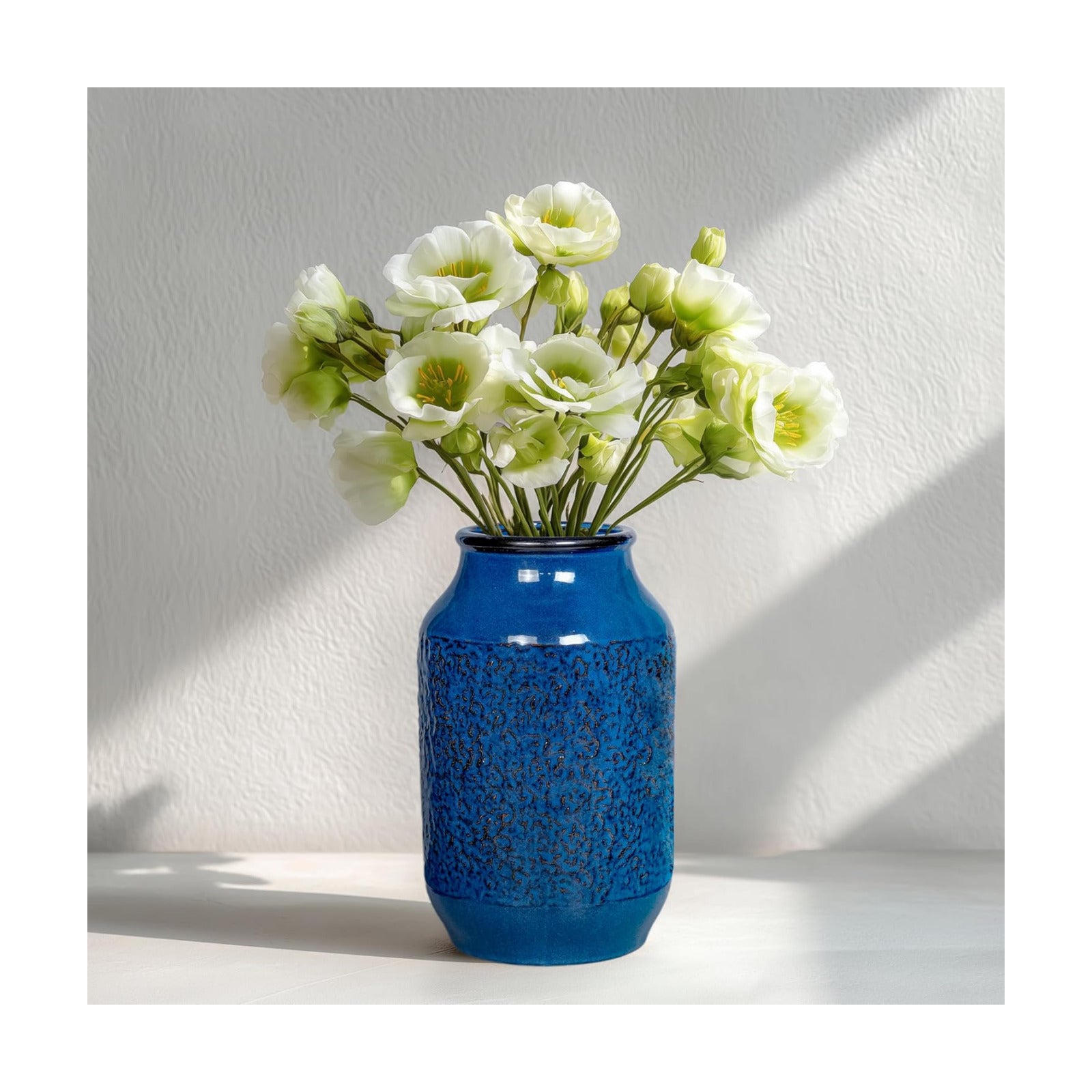 Ceramic Flower Vase / Blue - 2 / 9 Inch