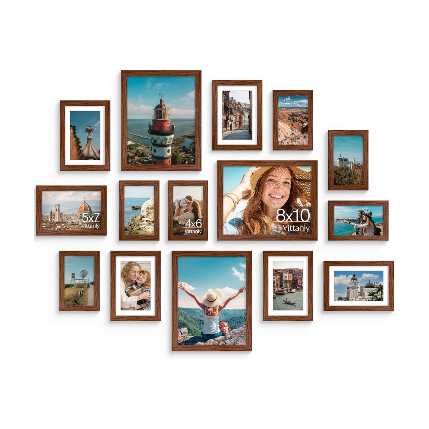 Vittanly 15 Pack Picture Frames Collage Wall Decor, Wall/Tabletop Display