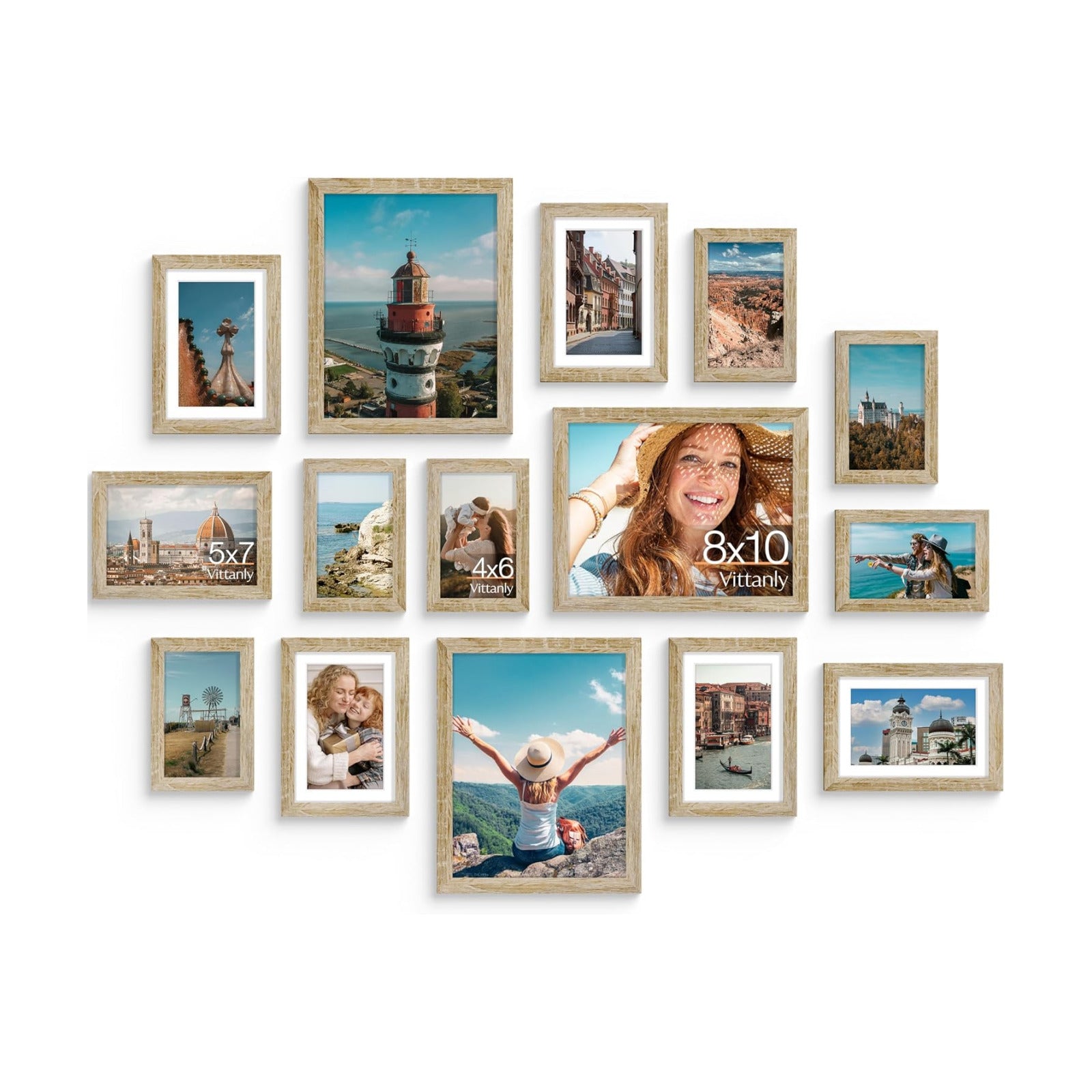 Vittanly 15 Pack Picture Frames Collage Wall Decor, Wall/Tabletop Display