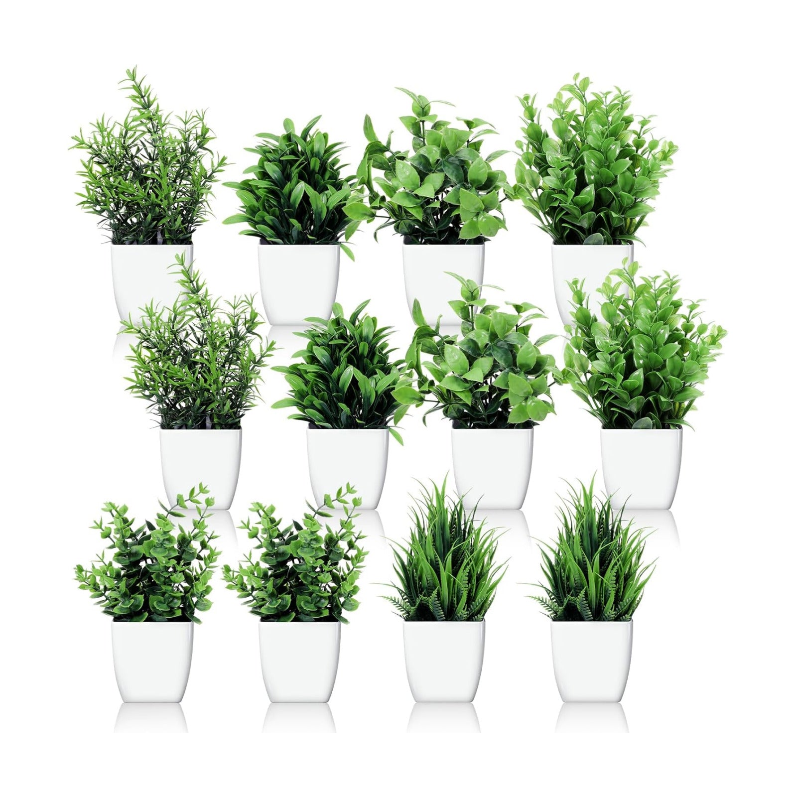 Mini Faux Flowerpot Artificial Plastic Eucalyptus Plant Wheat Shrub Greenery
