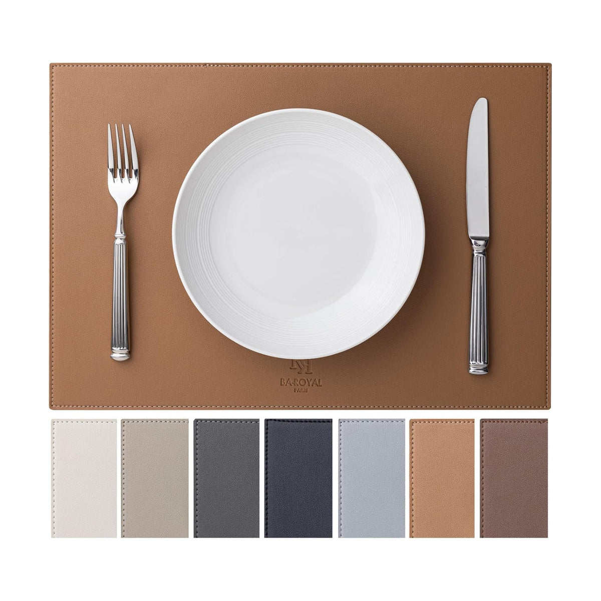 Baroyal Faux Leather Placemats Set of 12 Vinyl Washable Wipeable Table Mats for Kitchen Dining Table Heat Resistant