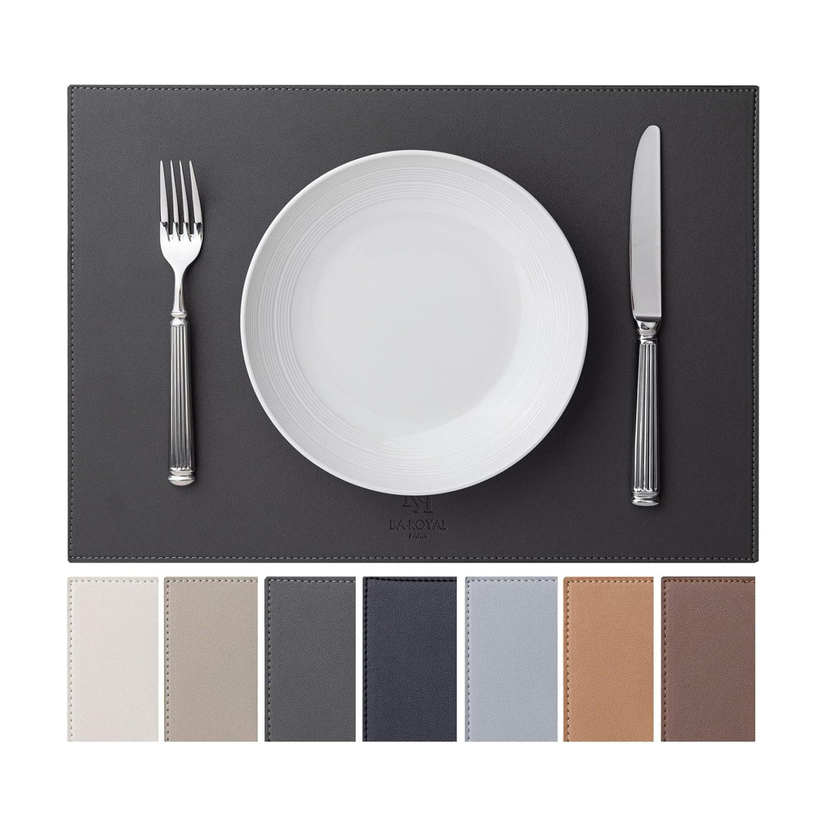 Baroyal Faux Leather Placemats Set of 12 Vinyl Washable Wipeable Table Mats for Kitchen Dining Table Heat Resistant