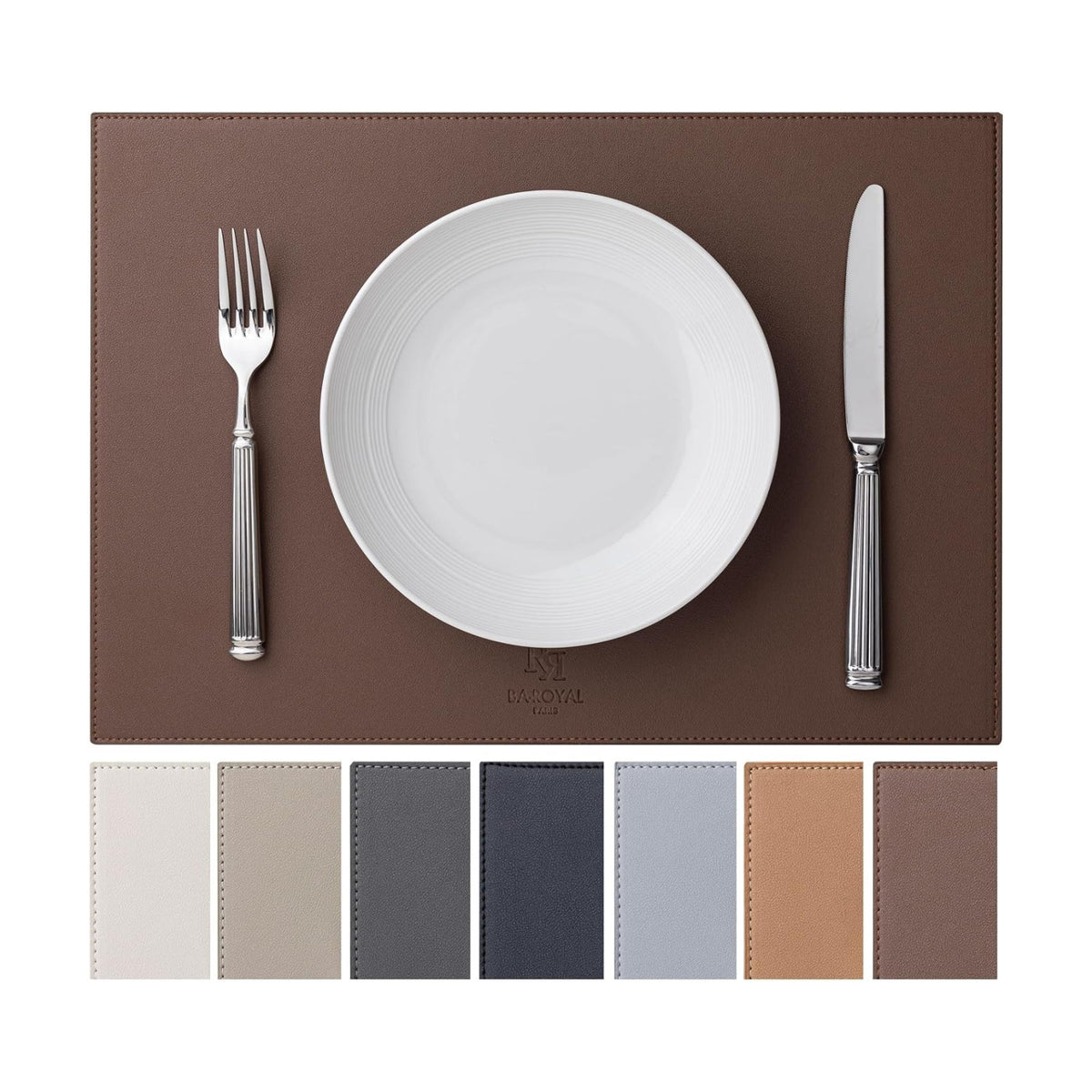 Baroyal Faux Leather Placemats Set of 12 Vinyl Washable Wipeable Table Mats for Kitchen Dining Table Heat Resistant