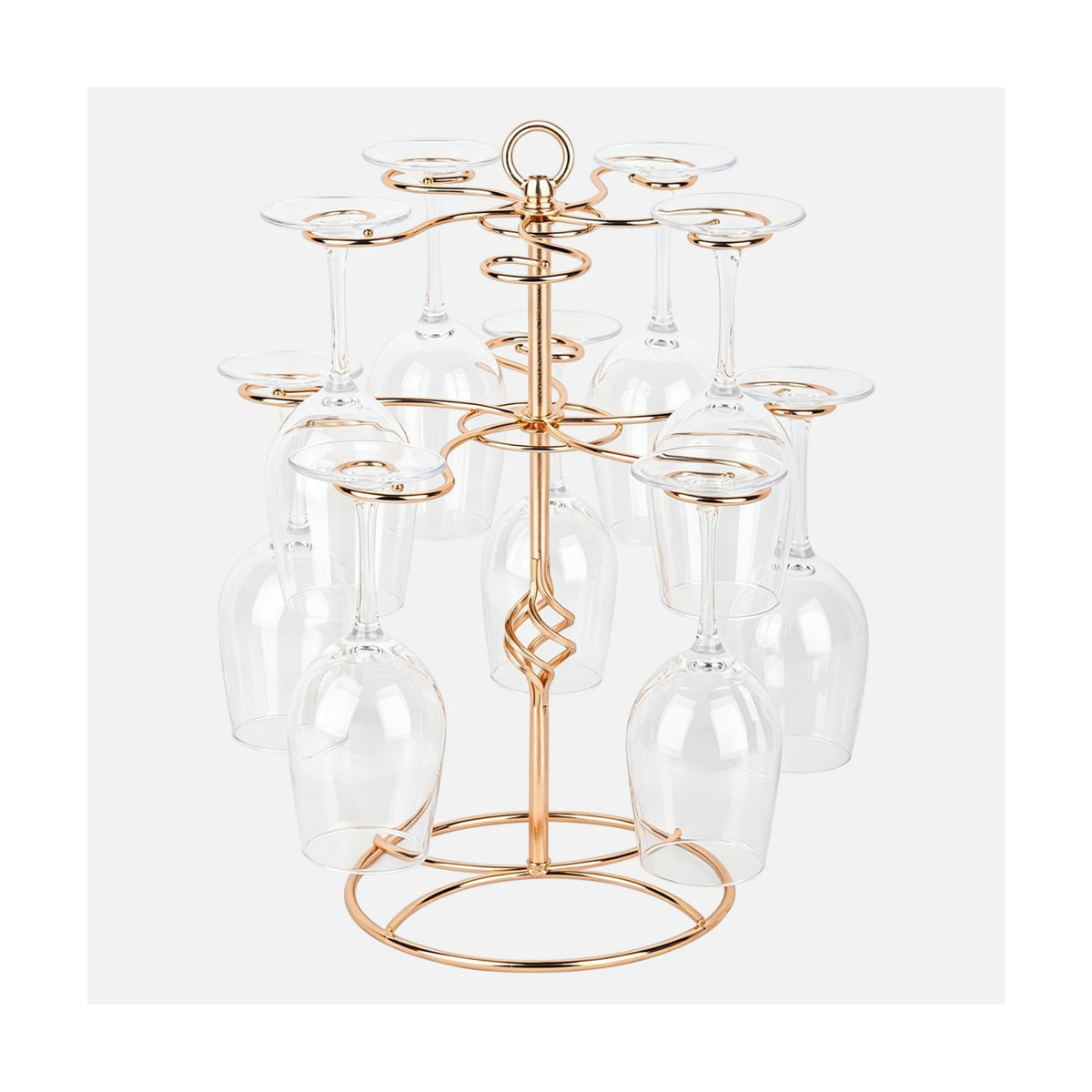 QPIX DIGITAL Wine Glass Rack 2 Tier 10 Holders Wine Glass Holder Stand, Elegant Rose Gold Cocktail Tree Stand