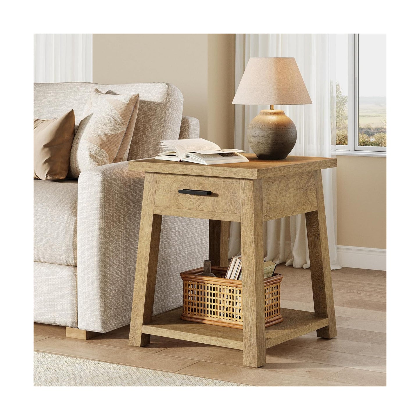 2 -Tier Wooden End Table