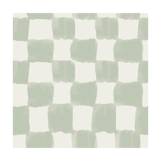 RoomMates Tess Watercolor Checker Sage Peel and Stick Wallpaper / Green