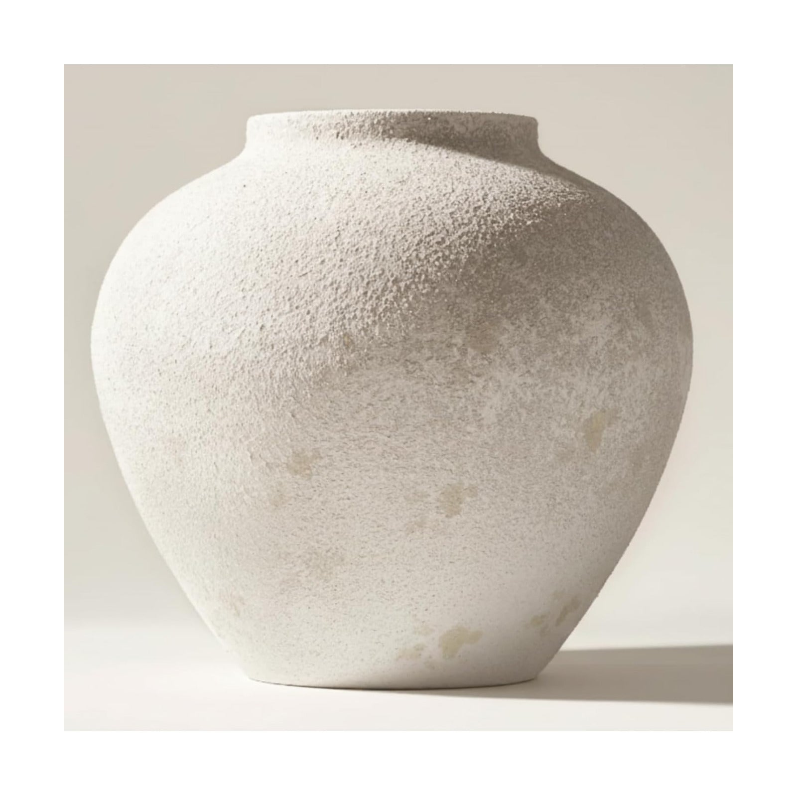 White Rustic Large Round Vase / White Large Round / 11 Inch