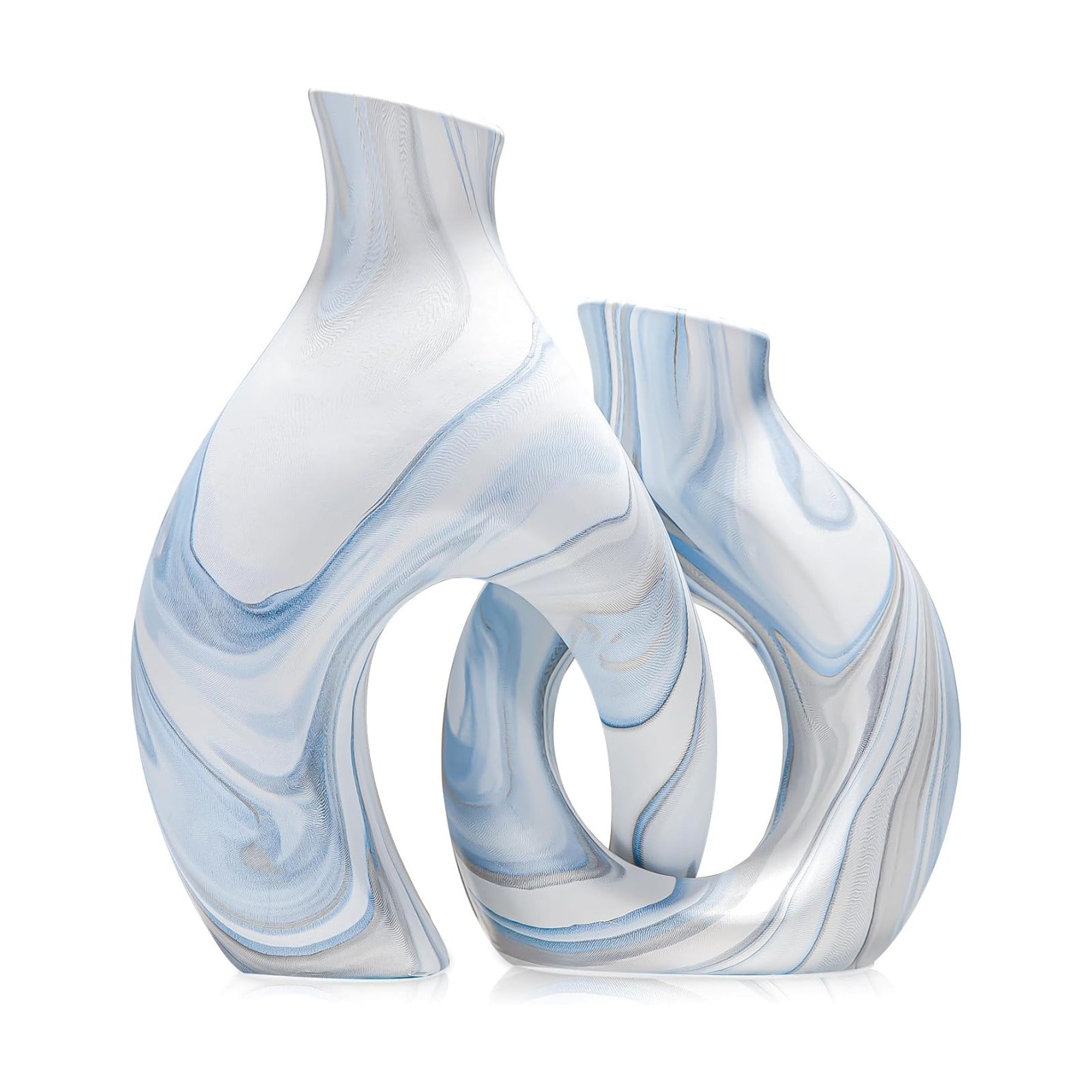 Snuggle Hollow Vase Ceramic / Blue Donut / Set of 2