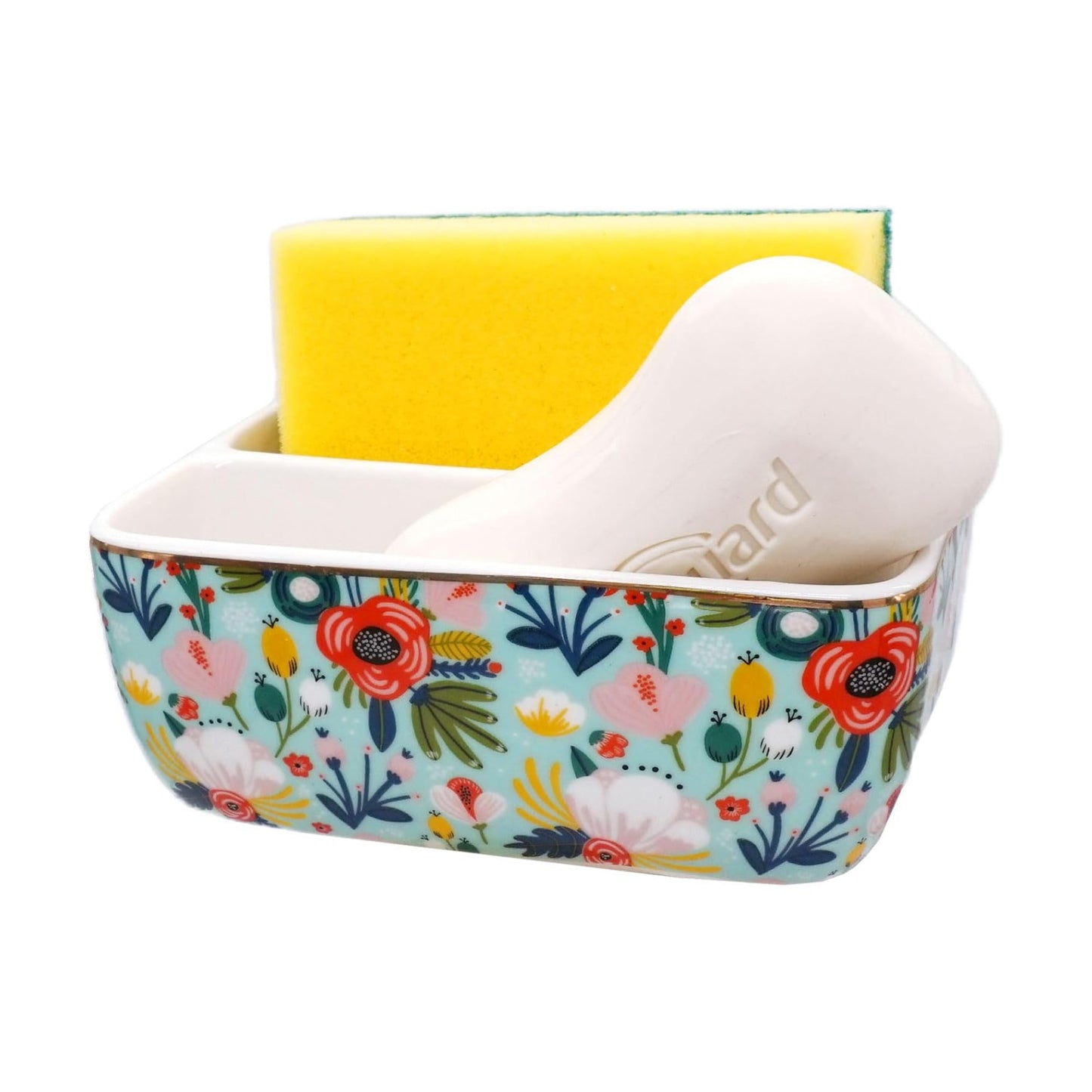 2 Compartments Ceramic Sponge Holder / Mint Green