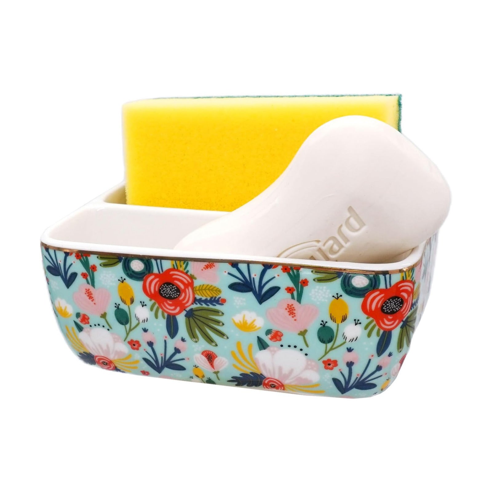 2 Compartments Ceramic Sponge Holder / Mint Green