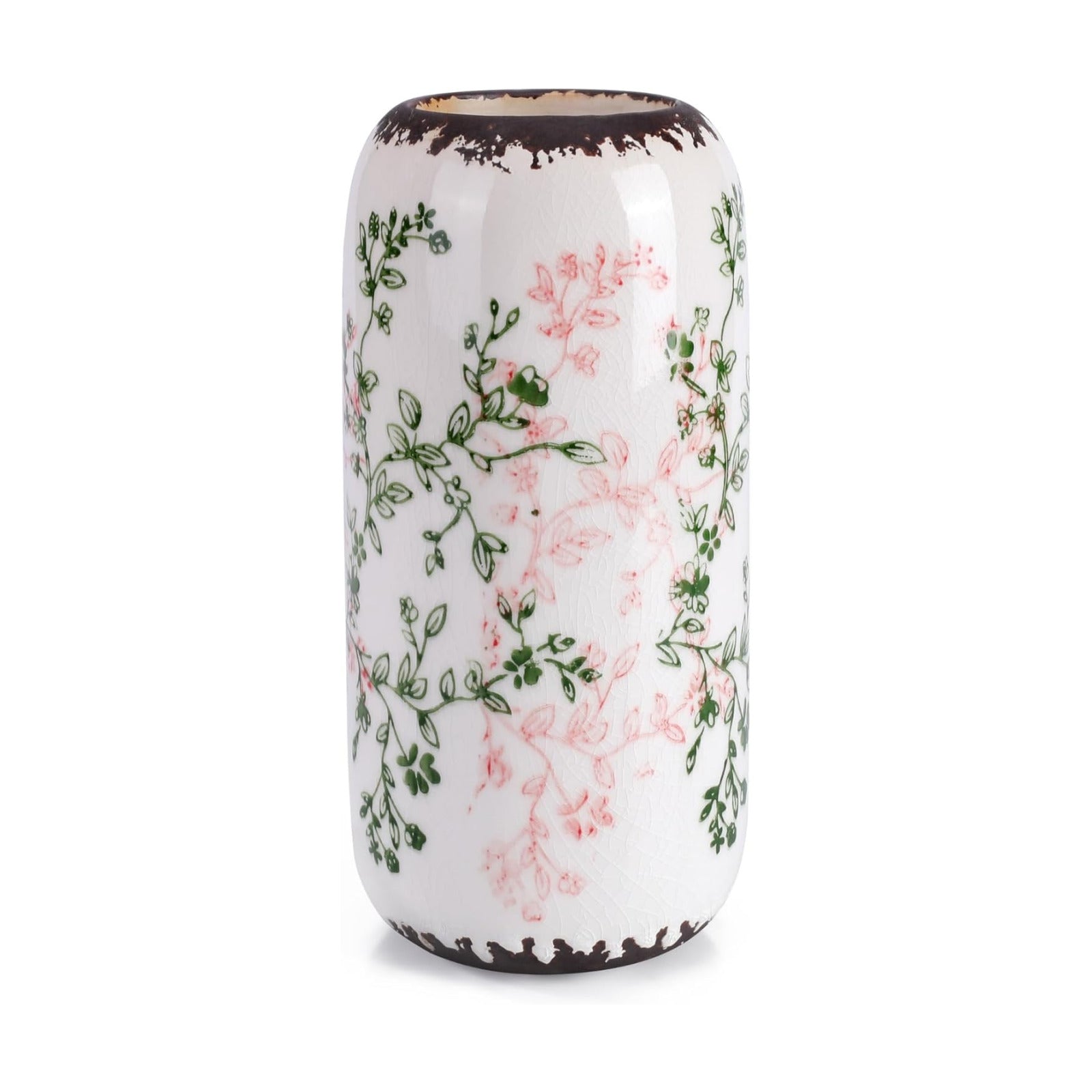 Ceramic Vase for Flowers / Green and Beige