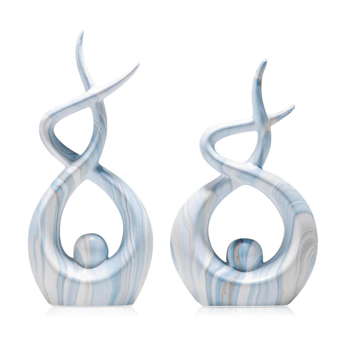 Blue Marble Ceramic Statues / Blue Marble Small Set / Set of 2
