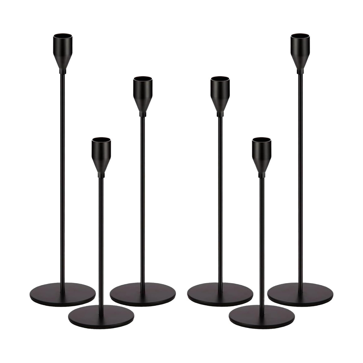 Candlestick Holders, Set of 6 Taper Silver Candle Holder Decor for Date, Festival, Wedding, Party, Dinning or