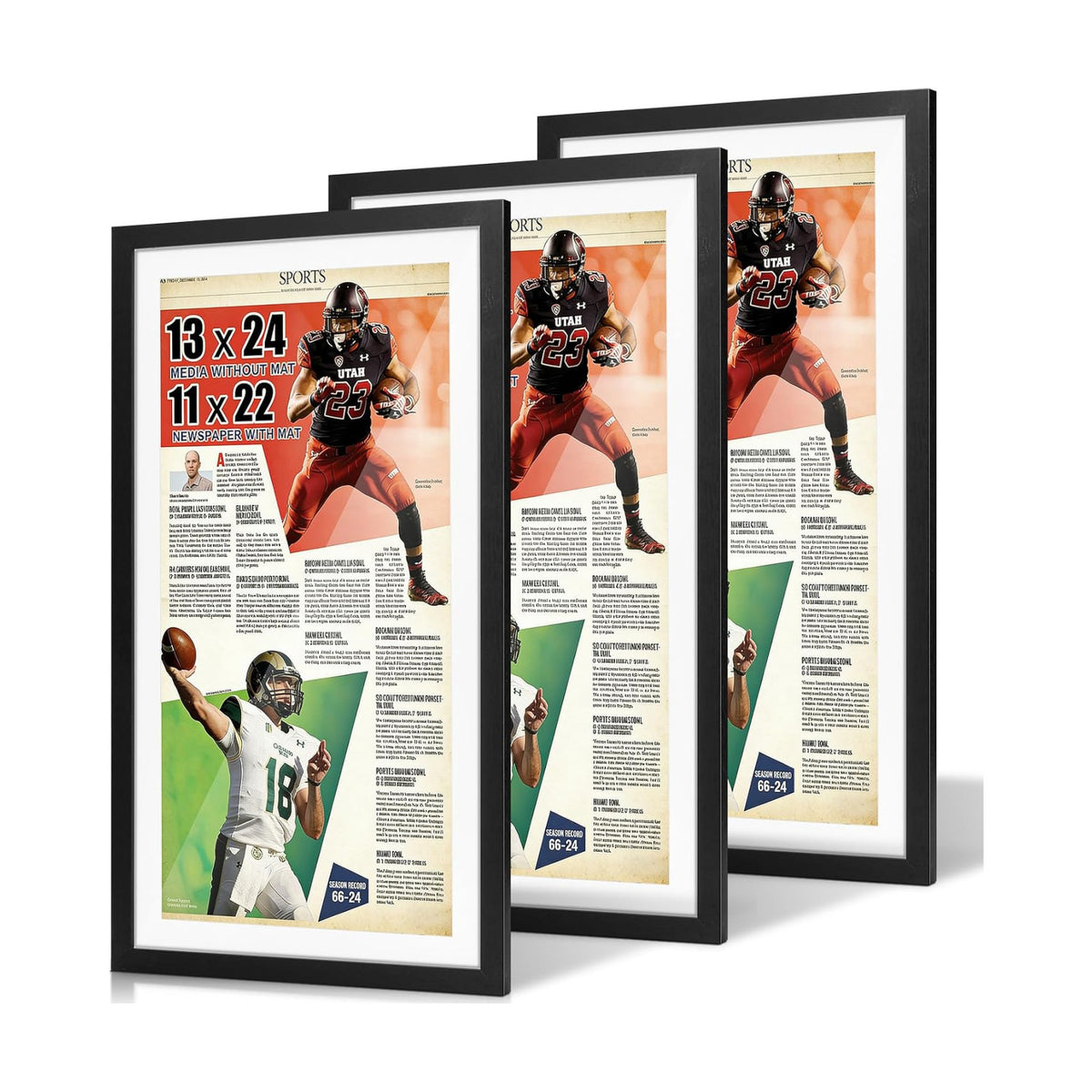 11 × 22 Up to 13 × 24 Newspaper Frame, Premium Wood Display Case with Acrylic Panel, Wall Mount or Tabletop Stand