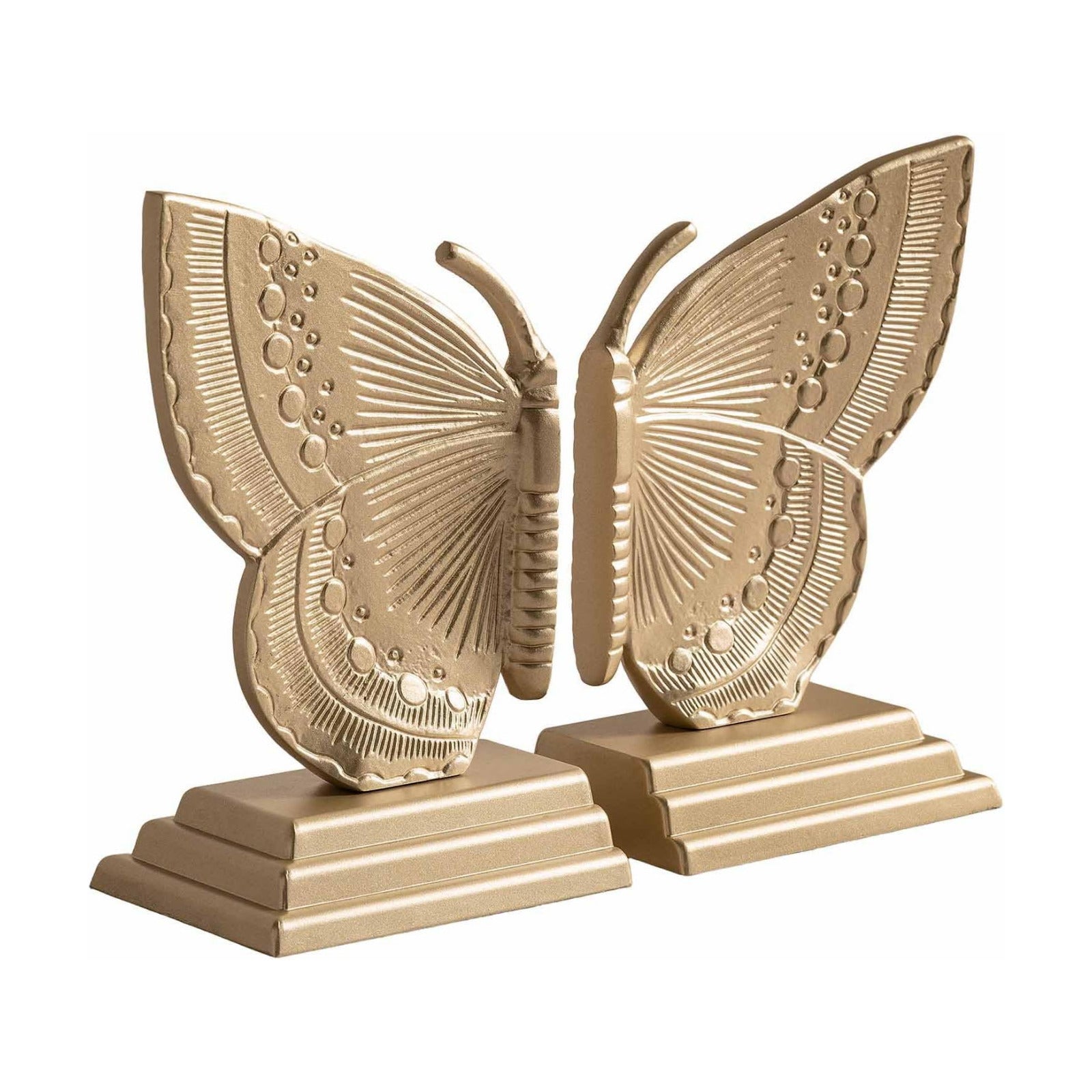 Muted Matte Vintage Heavy Duty Metal Book Ends / Gold