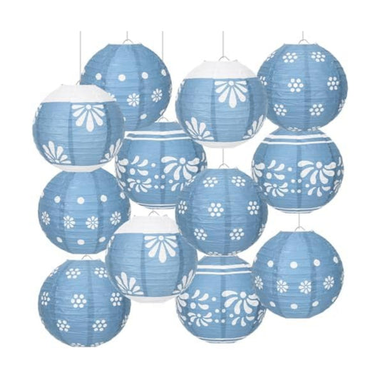 Baquler 12 Pcs Cielito Lindo Hanging Lanterns Decorations, Blue