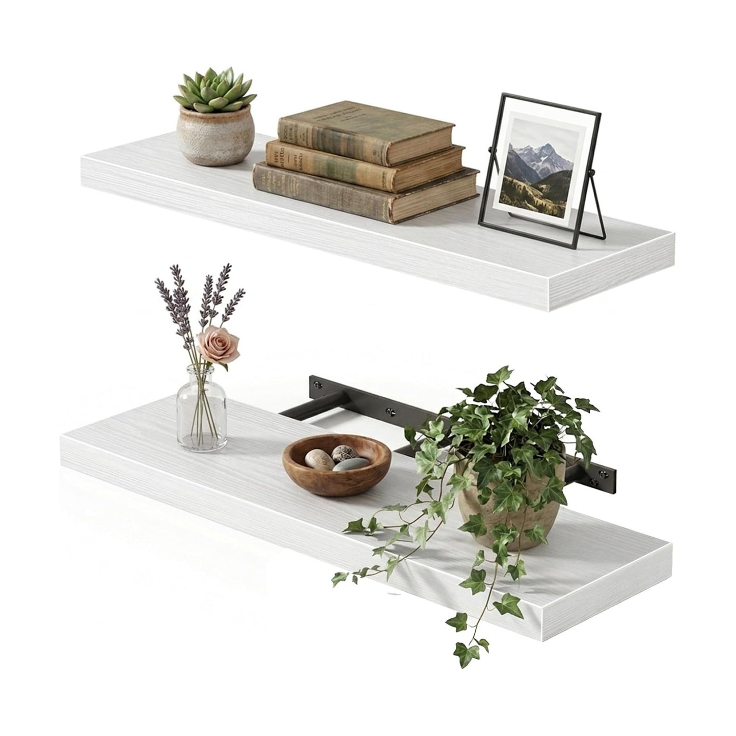 Fixwal Floating Wall Shelves for Decor (White, Set of 2, 22Inch)