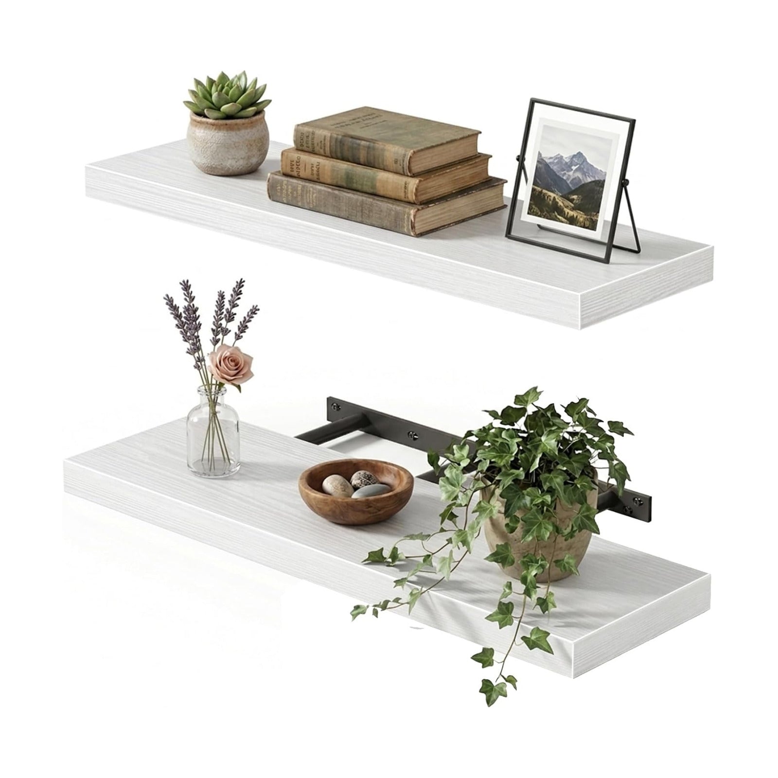 Fixwal Floating Wall Shelves for Decor (White, Set of 2, 22Inch)